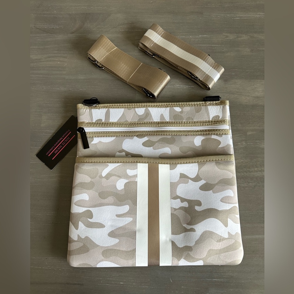 Haute Shore Peyton Sahara Beige Camo Neoprene Messenger Crossbody Bag